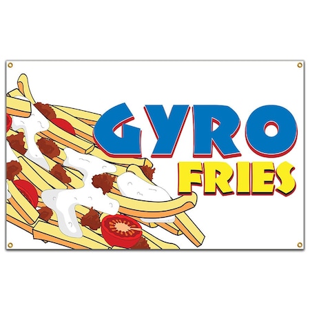 Gyro Fries Banner Concession Stand Food Truck Single Sided